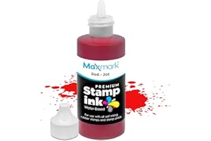 MaxMark Premium Refill Ink for self inking stamps and stamp pads, Red Color - 2 oz.