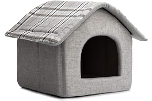 Hollypet Cozy Pet Bed House, Warm Cave Sleeping Bed Puppy Nest for Small Dogs and Cats, Light Gray