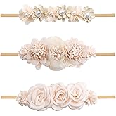BFNAAgirl Baby Girl Headbands Nylon Flower Elastic Hairbands 3pcs Hair Accessories Gift for Newborn Infant Toddlers (19A#)
