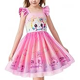 LQSZ Toddler Tutu Dress Unicorn Girls Fluffy Summer Dresses Party Tulle Sundress School for Kids 3-12Y