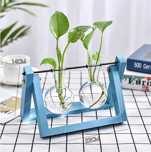 Amazon Com Hongmeil Home Decor Vases Hydroponic Plant Glass Jug Hydroponic Floral Arrangements Home Decor Living Room Office Bedroom Blue B Home Kitchen