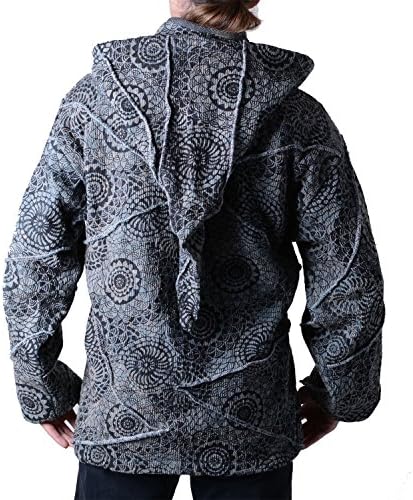 Kunst und Magie Men's Goa Om Batik Hippie Knit Jacket