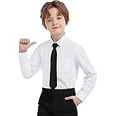 AmazingSea Boys Dress Shirts Long Sleeve, Boys Button Down Shirt Wrinkle-Free for Formal & Casual (Not Tie)
