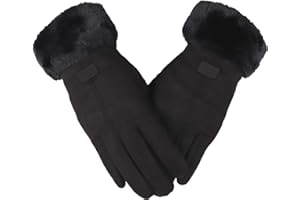 Womens Winter Warm Touchscreen Gloves Fleece Lined Windproof Soft Suede Mittens for Outdoor Activities Driving Running Skiing