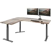 Vari ComfortEdge L-Shape Standing Desk &ndash; 80x60 &ndash; Reclaimed Wood/Slate