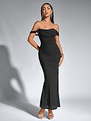 KUTUMAI Off The Shoulder Maxi Long Dress Corset
