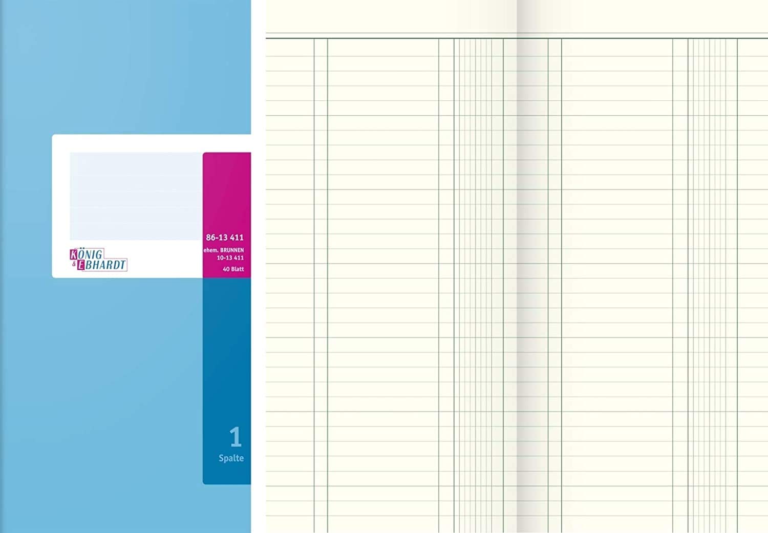König & Ebhardt 8613411 (Column Account Book 13,7x29,7 cm with Fixed Head, 1 Column, 80 g/m²)