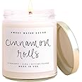 Sweet Water Decor Cinnamon Roll Candle | Cinnamon, Icing, Buttery Pastry Fall Scented Soy Candles for Home | 9oz Clear Jar, 4