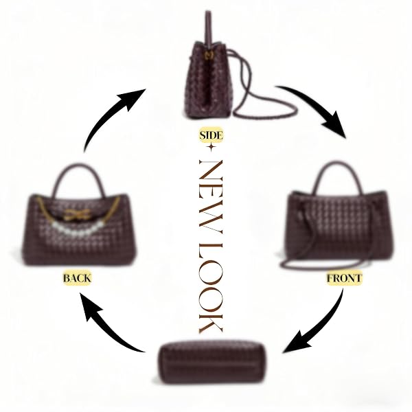 WOVEN TOTE BAG FOR WOMEN WITH REMOVABLE PEARL CHAIN VEGAN LEATHER WOVEN PURSE MEDIUM TOP-HANDLE HANDBAGS DESIGNER BAGS