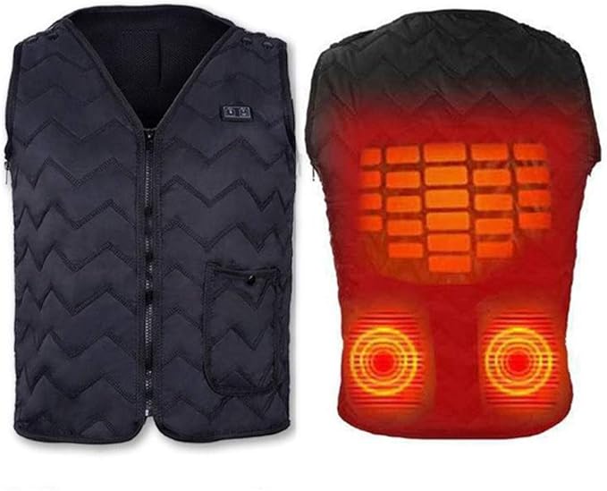 YoJiSa Electric Heated Vest Men Women Washable Heating Thermal Warm USB Recharge Black at Amazon