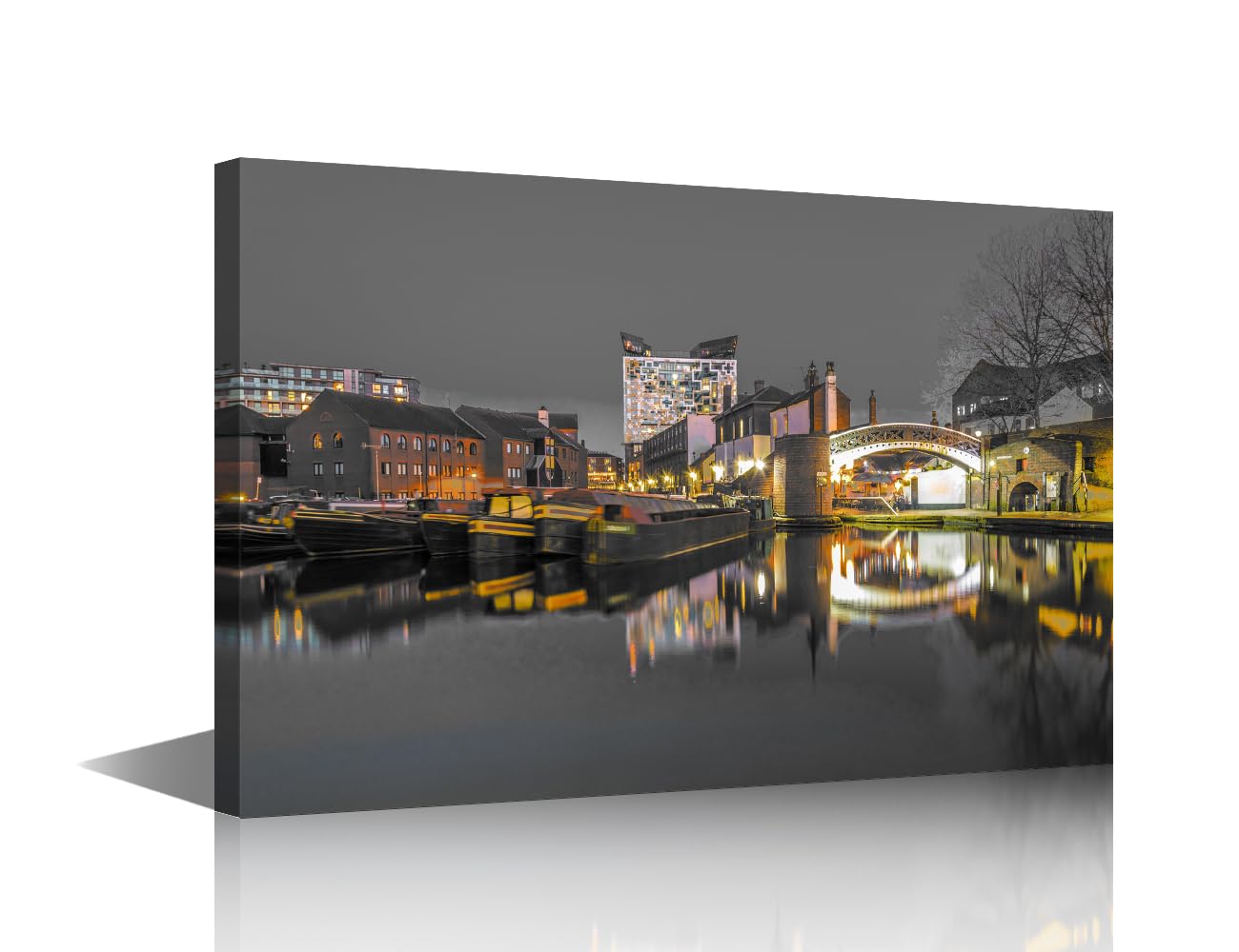 TISHIRON Bedroom Wall Decor Birmingham England Balck and White Wall Art for Living Room Bedroom Office 1 Piece Birmingham Dowmtown Cityscape Home Decor Artwork Framed Ready to Hang (16''Wx 24''H)