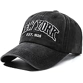 Tefelory Unisex Vintage Baseball Cap Adjustable Washed Cotton Embroidery New York Low Profile Dad Hat