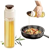 Limso Glass Olive Oil Bottle Dispenser, 17oz / 500ml Oil and Vinegar Dispenser, Automatic Opening and Closing of Bottle Caps (White)
