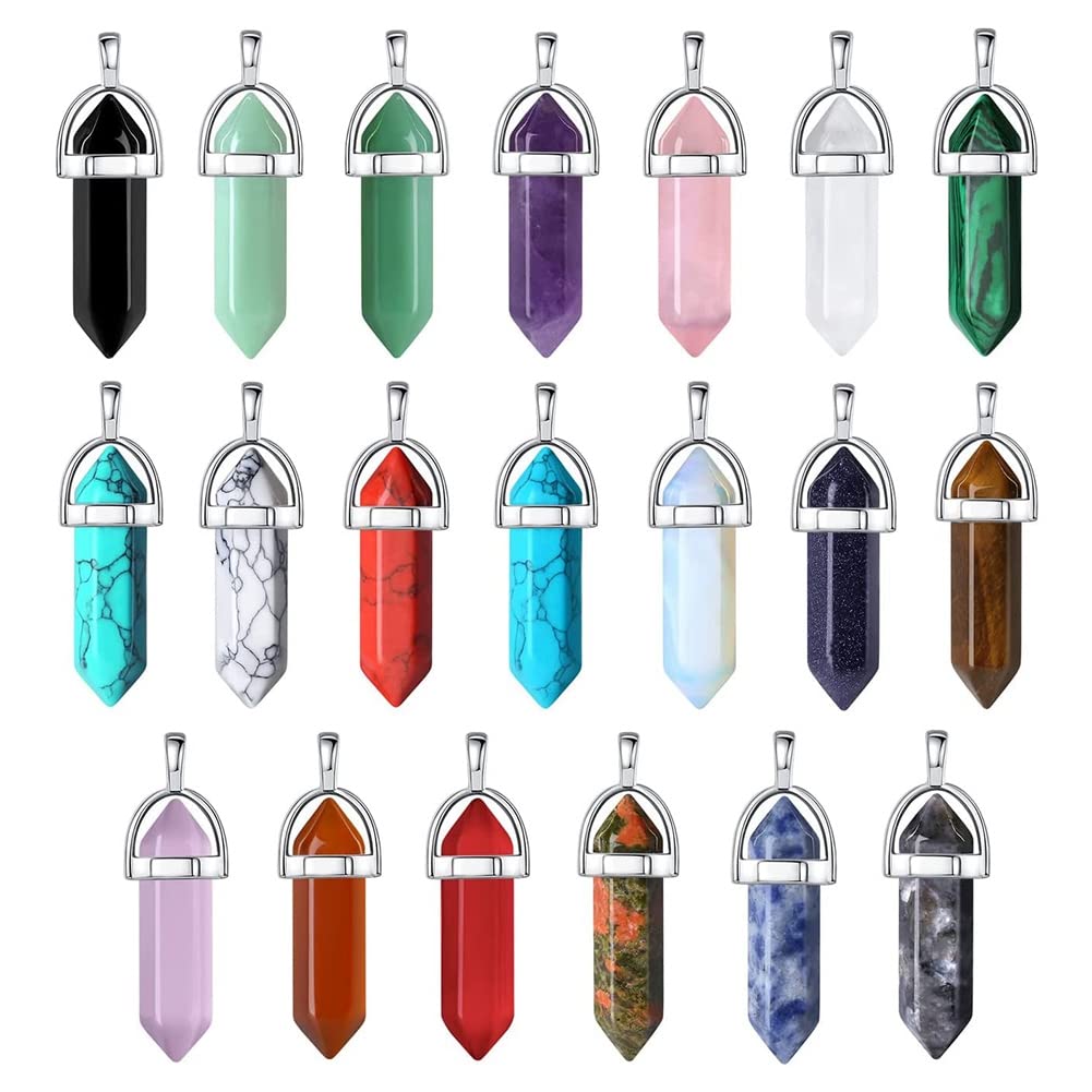 Lrtzizy 20-Piece Healing Crystal Pendant Charms – Obsidian & Carnelian DIY Jewelry Kit for Bracelets Necklaces Earrings Gifts