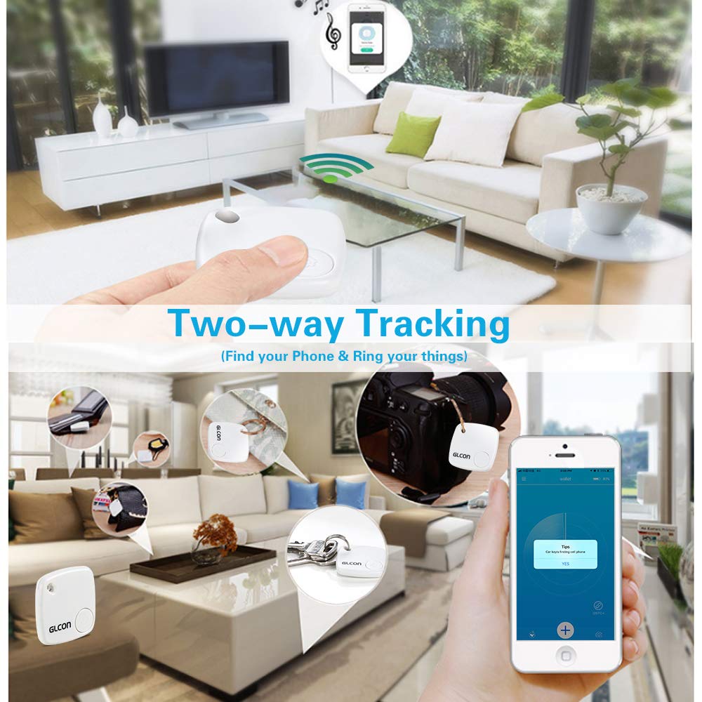 Bluetooth Key Finder - Key Locator Tracker Device with App Control for iPhone, Slim Wallet Bag Luggage Tracker - Compatible with iOS Android(Replaceable Battery Included)