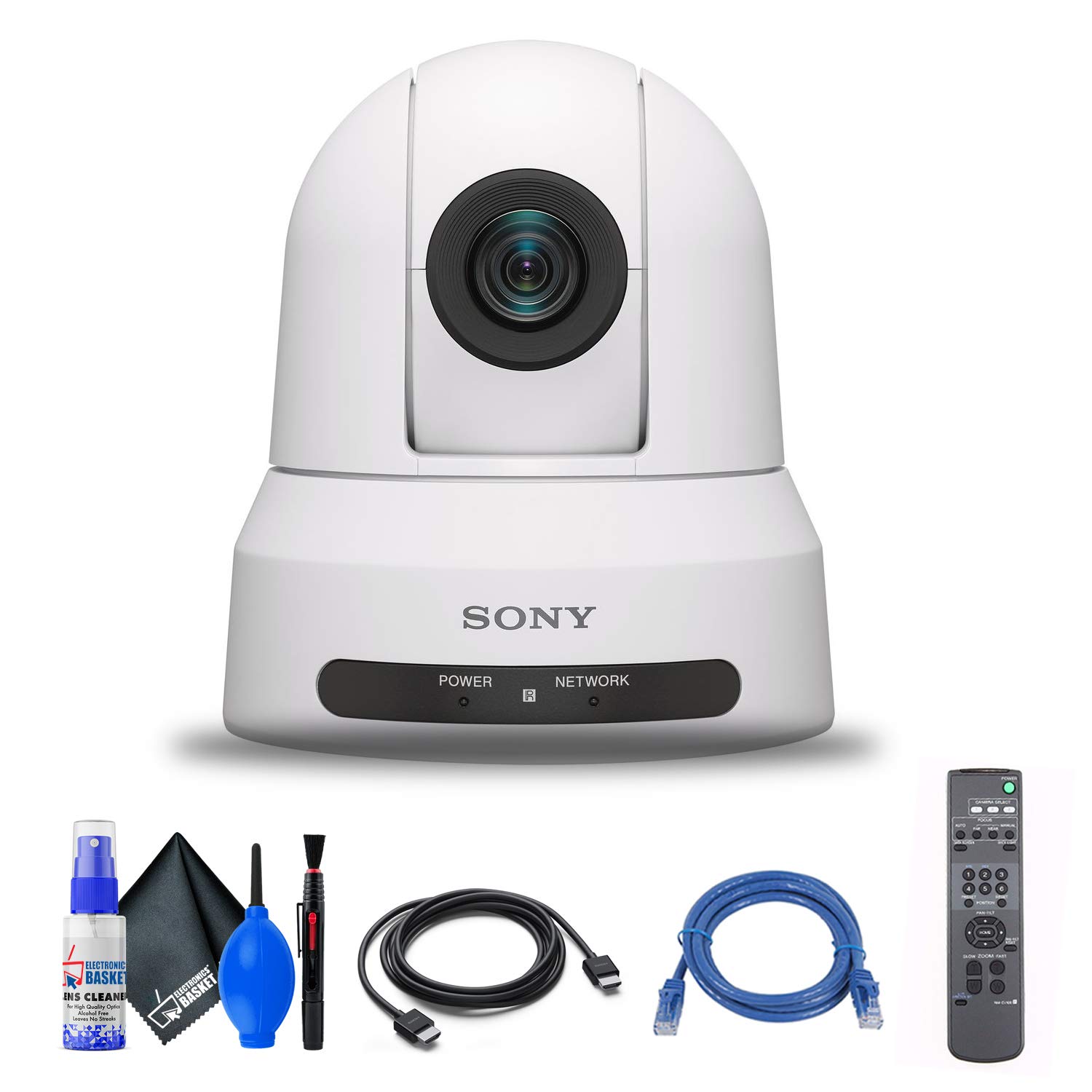 Sony SRG-X400 1080p PTZ Camera with HDMI, IP & 3G-SDI Output (SRG-X400/W) + Ethernet Cable + Cleanin