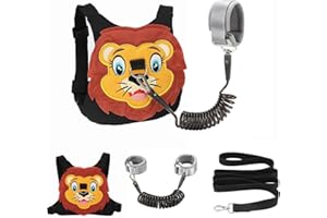 FITARTS Toddlers Leash + Anti Lost Wrist Link Child Kids Safety Harness Kids Walking Wristband Assistant Strap Belt for Boys Pink Christmas Gift (Black 2)