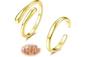LOYALLOOK 14K Gold Fillled Toe Rings for Women Non Tarnish Waterproof Hug CZ Simple Open Band Toe Rings Adjustable Toe Ring Summer Beach Foot Jewelry