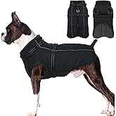 Lelepet Waterproof Dog Jacket with Harness Built in Warm Dog Winter Coat, Reflective Fleece Jacket, Dogs Coats for Medium Dogs, Cozy Thermal Turtleneck Pet Snowsuit for Cold Weather,Pug, Black, M