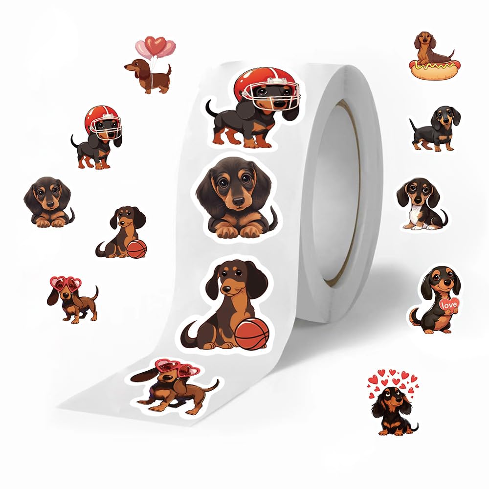 Funny Stickers Roll - 500+ Waterproof Cute Stickers for Water Bottles, Laptops, Journals | Reusable Vinyl Stickers Pack for Teens, Kids, Adults Decorations (Cartoon Dog)