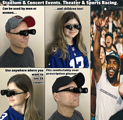 image for SPORTNOCULARS-Hands-Free 3 x 34 mm Binocular Glasses for Sports & Conc