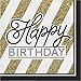Black and Gold Happy Birthday Party Bundle with Paper Plates and Napkins for 16 Guests