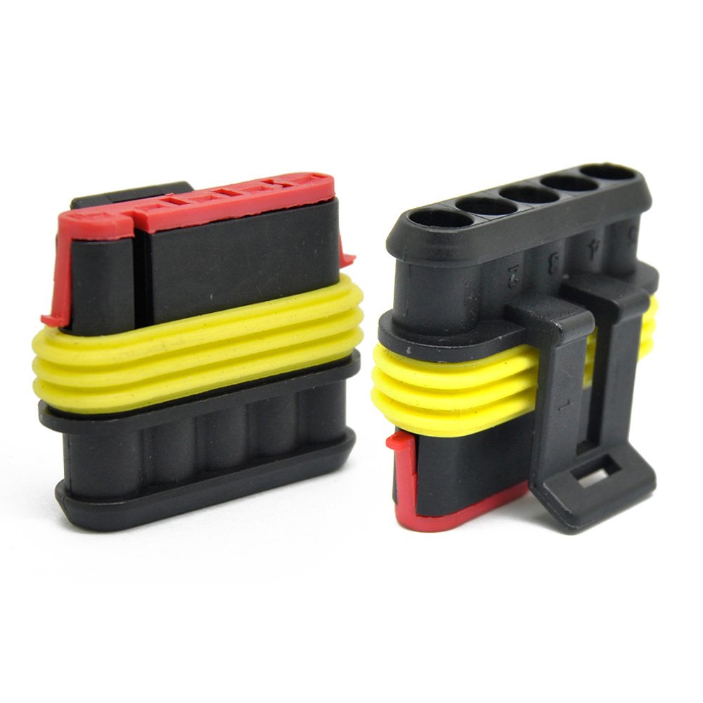 Imagine 10 Kit 5 Pin Way 20-16 AWG Waterproof Connector IP67 AMP Supersealed PA66 Nylon Housing 1.5mm Series Terminal Sockets AC/DC Plug