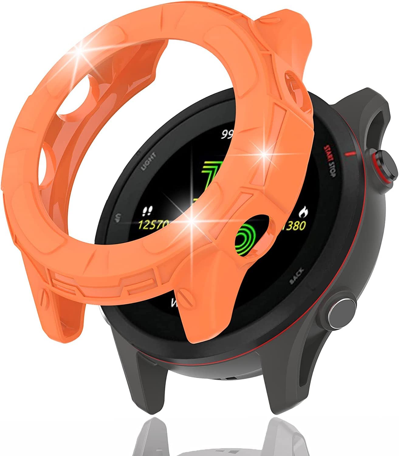 Miimall Case Compatible with Garmin Forerunner 255S/Forerunner 255S Music, Ultra-Thin Protective Frame Shockproof Silicone All-Around Protective Cover for Forerunner 255S 41mm - Orange