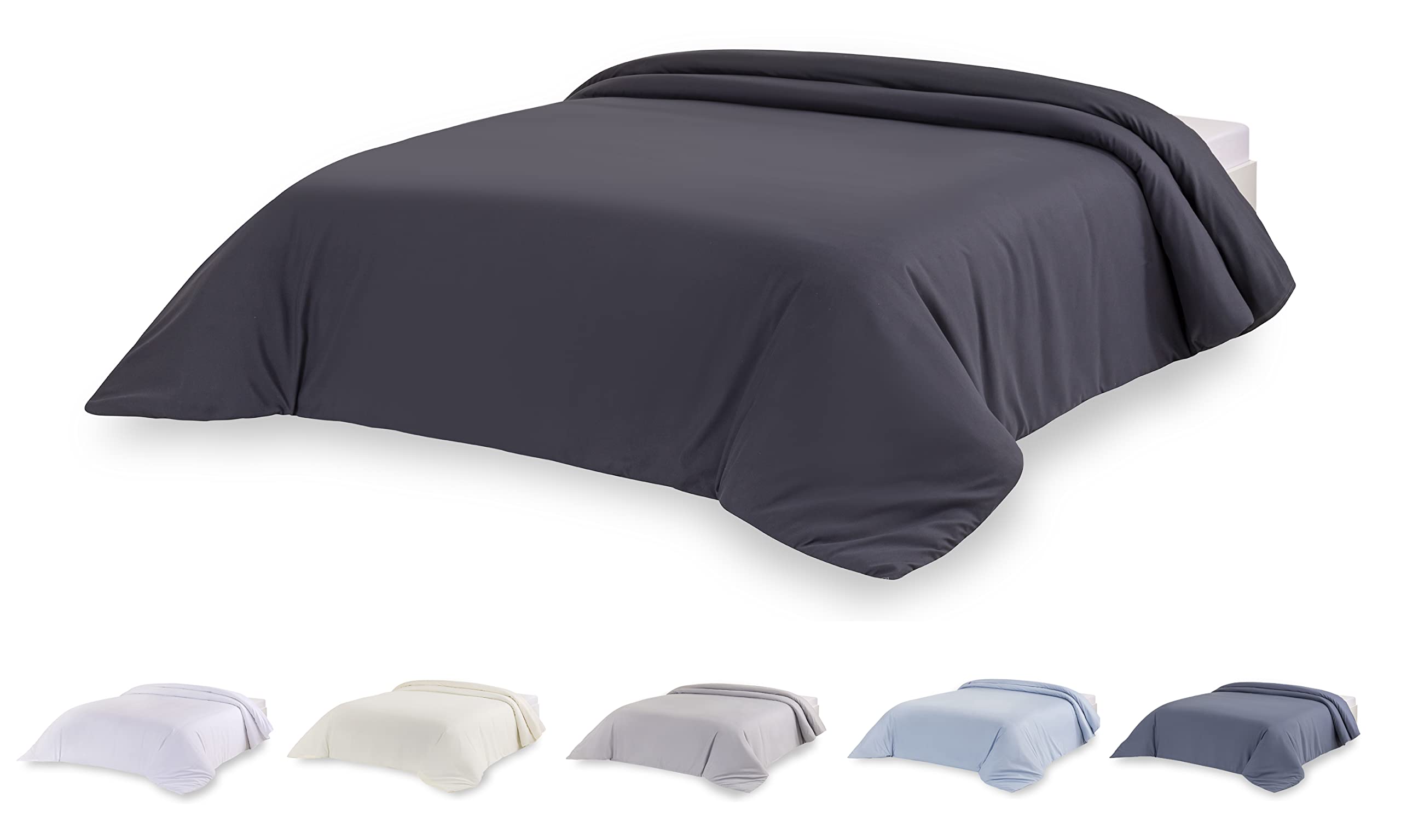 Todocama Microfibre Duvet Cover for Extra Soft Touch Duvet (Dark Grey - Bed 160/180-240 x 220 cm).