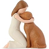 Hensonever Love My Dog Figurines Statues, Dog Angel Friendship Remembrance Gifts, Sculpted Hand-Painted Figures for Dog Lovers