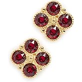 Kenneth Jay Lane Women's Gold Earrings with Four Faceted Ruby Stones