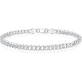 OCHCOH 925 Sterling Silver Cuban Link Chain Bracelet 3mm 5mm 8mm Silver Bracelet for Men Women 6.5 7 7.5 8 8.5 9 Inches