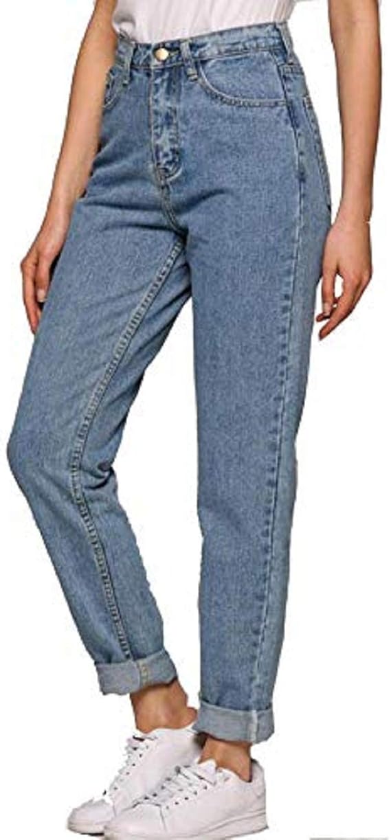amilses Hose Damen Jeans Blau Hose Boyfriend High Waist Jeans Hose Locker Lang Boyfriend Jeans ...