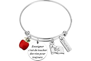 bobauna French Teacher Bracelet Enseihner C'est De Toucher Des Vies Pour Toujours to Teach is to Touch Lives Thank You Jewelry Appreciation Gift for Teacher Educational Assistant