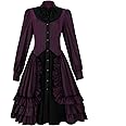 ZZEQYG Women Girls Purple Gothic Dress Long Sleeves Polyester Ruffle Dress with Bows (2XL, Purple)