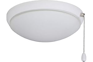 LUMINANCE kathy ireland HOME Moon Opal Matte Glass Light Kit for Ceiling Fans | Low Profile Lighting Fixture with Pull Chain and 2 Candelabra Base LED Bulbs, Satin White