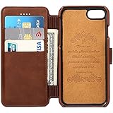 Samsung Galaxy S8 Leather wallet Phone Case with Card Slots Cash Compartment Stand View Case Coffee