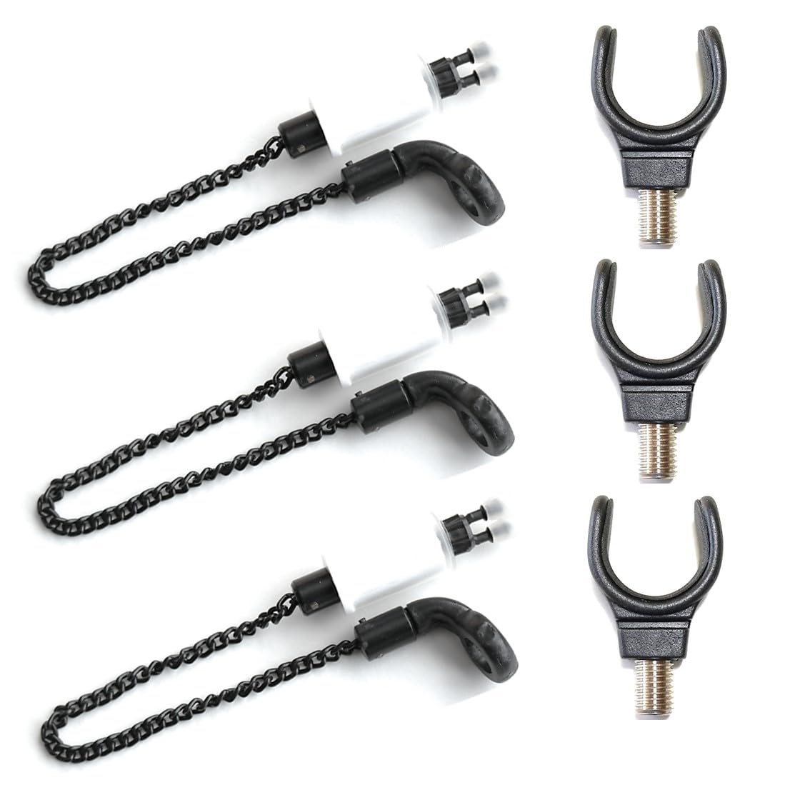 TJR Tackle 6pc Bobbins Bite Indicators & Rod Rest Set Carp fishing Tackle for Bite Alarms and bank sticks (White)