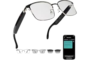 Giinova Ai Translation Smart Glasses with Chat GPT Bluetooth for Men Women with 140 Language Color-Change Lens Clear Headphone with Speaker Sunglasses,Travel Meeting Trade Business