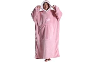 GOODTOU Wearable Blanket Hoodie for Women - Oversized Hooded Blanket for Adults Fluffy Plush Blanket Sweatshirt Soft Christmas Birthday Gifts for Mom Girlfriend Pink