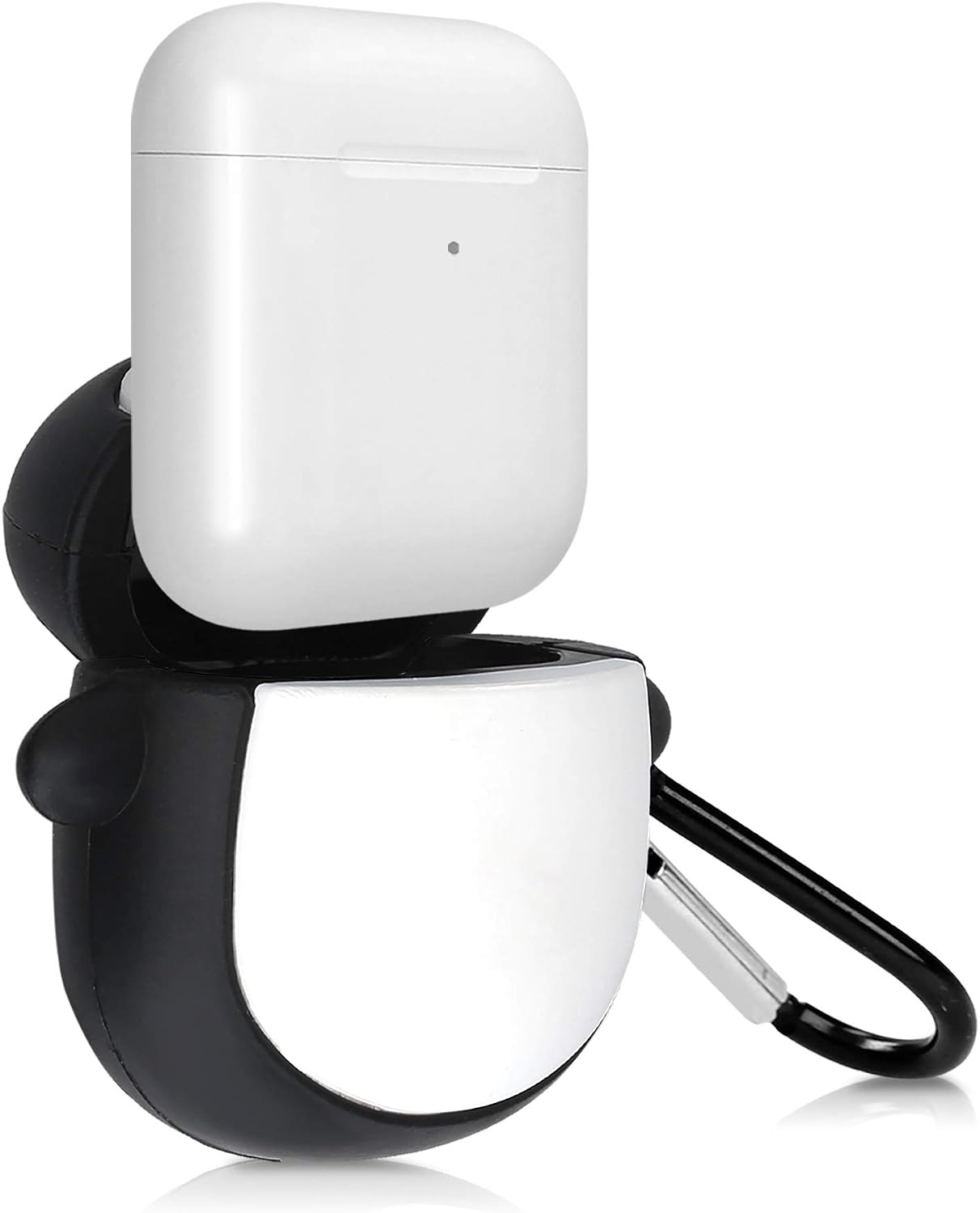kwmobile Silicone Case Compatible with Apple Airpods 1 & 2 Case Cover - AirPod Penguin Black/White/Yellow - Image 3