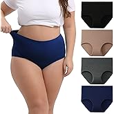 INNERSY Women's Plus Size XL-6XL Cotton Underwear High Waisted Briefs Panties 4-Pack