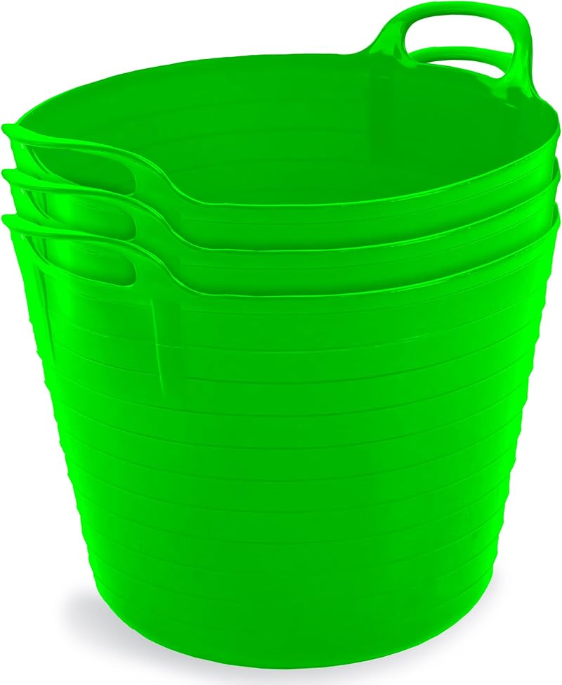 Neat 42L Flexi Tubs Pack of 3 Lime Green with Handles Durable LDPE