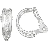 Napier Silver C-hoop clip on earrings featuring EZ Comfort closure and triple row design