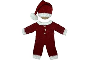 SKUMFIDUS Newborn Christmas Outfit Boy Girl Baby Santa Outfit for First Christmas Photo Props/Christmas Season Festive Outfit/Christmas Baby Photoshoot Knit Romper And Sleeper Hat with Fur Pompom