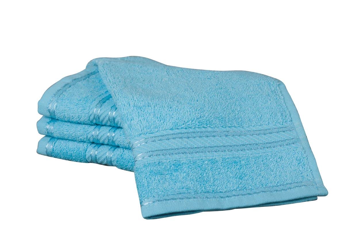 Bentley Priory Linens Supreme Face Flannels for Bathroom 500GSM Super Soft Combed Cotton Pack of 4 Absorbent and Quick Dry Face Cloth Flannel Towels Set 30 x 30cm (Bright Blue Combed Cotton) — image 1