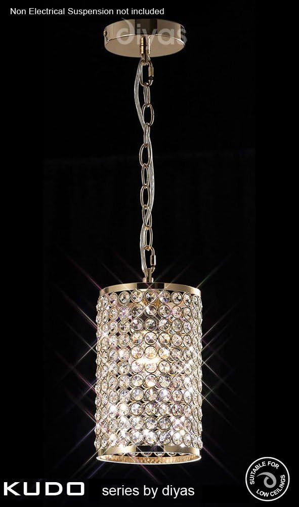 Kudo Cylinder Shade Non-Electric French Gold/Crystal
