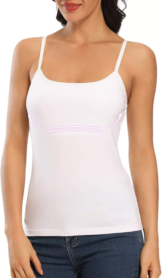SLIMBELLE Damen BHHemd Unterhemd mit Verstellbarem Spaghettiträger Tank Top Shelf Bra Amazon
