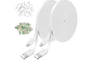 JJMASEE 2Pack 20FT Power Extension Cable for Wyze Cam V3/V4/OG/V3 Pro,Arlo Essential,Eufy,SimpliSafe,Blink,Blink Mini Pan(Not for Wyze Pan v3), Charging Power Cord for Security Camera(White)