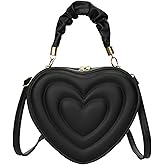 BLOOMY CHIC Heart Shaped Purse Crossbody Bag for Women PU Leather Cute Shoulder Bag with Adjustable Strap